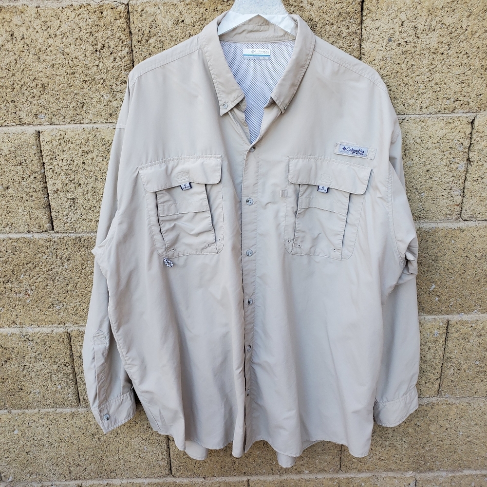 Columbia PFG Tan Long Sleeve Button down